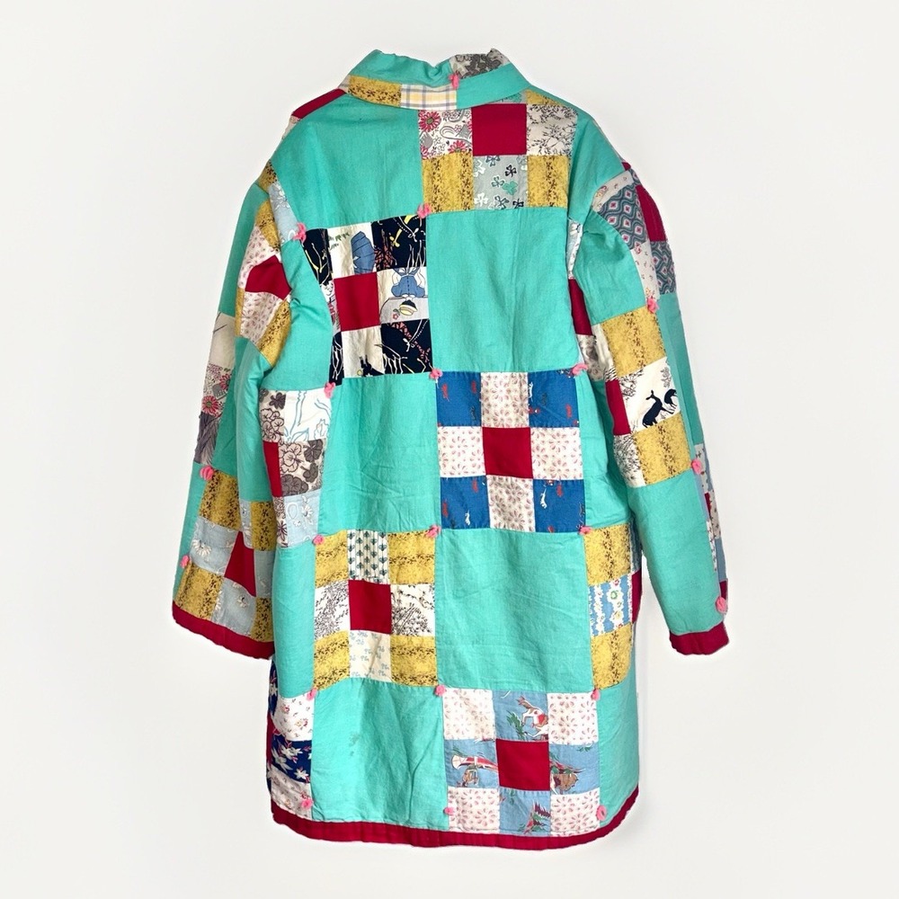 NWT Rare Handmade 1940s Heirloom Quilt Upcycled Duster Jacket L-XXL Wool Lined